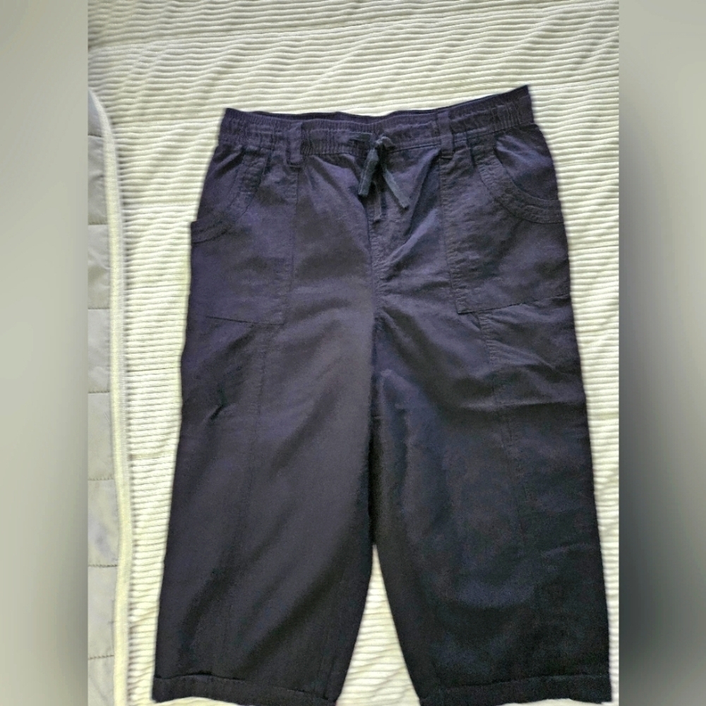 Breckenridge Black Casual Drawstring Capri Pants Size P/M